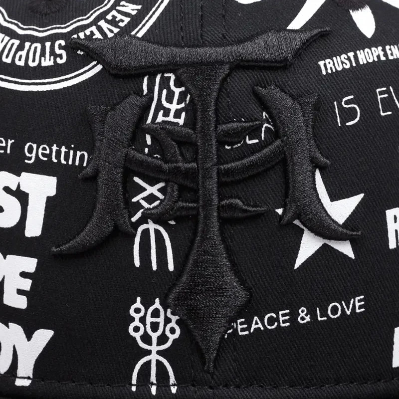 Fashionable Creative Baseball Hat T Graffiti Embroidery Street Hip Hop Hat Daily Casual Wear Sunshade Hat Flat Edge Hat