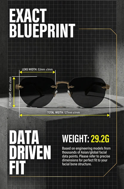 Square Rimless Punk Sunglasses Men Designer Vintage Polygon Metal Sun Glasses Male Fashion Eyewear Pilot Shades