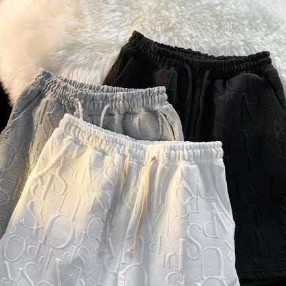Brand Premium Waffle Casual Shorts Sport Loose Wide leg Running Shorts Letter Beach Baggy Board Cargo Shorts
