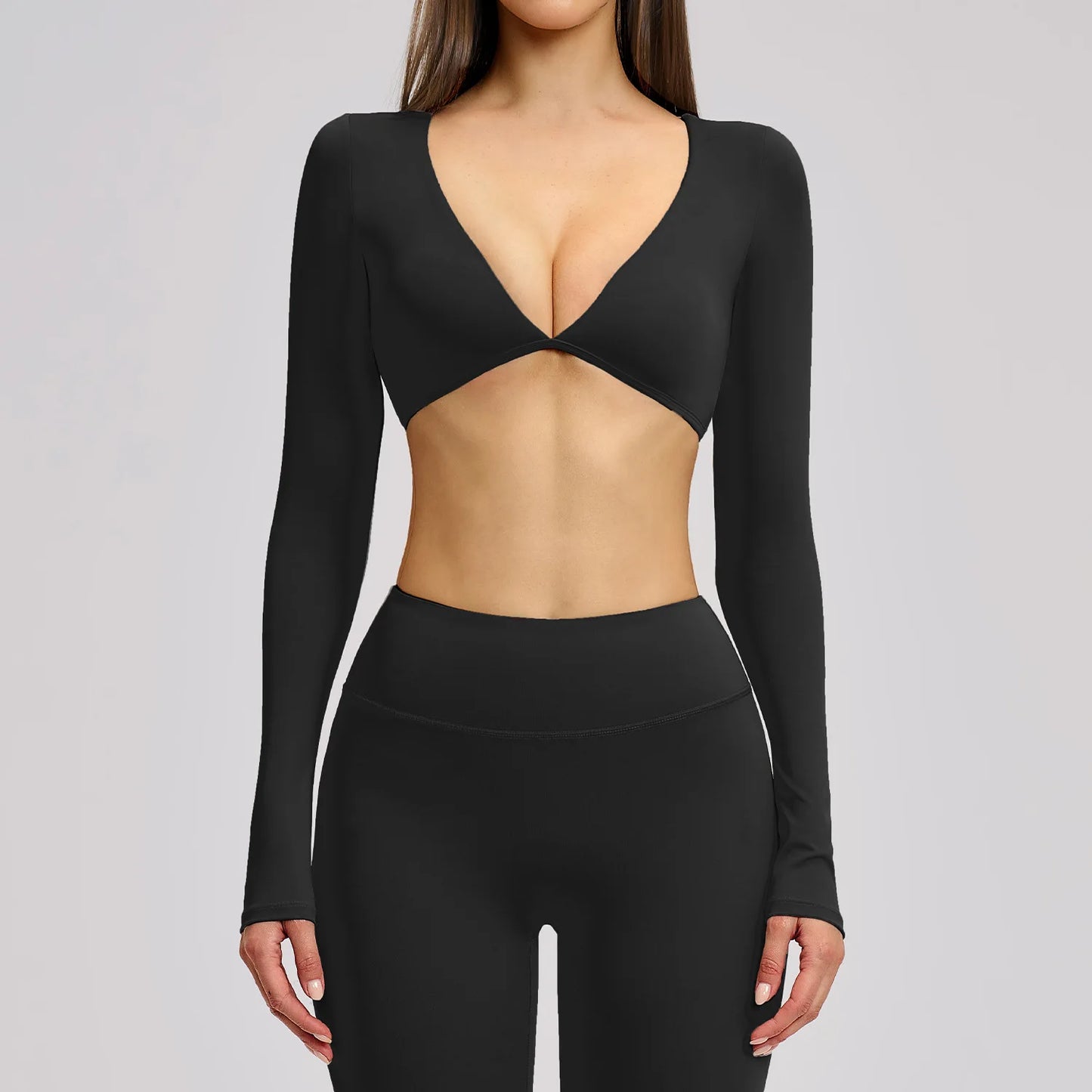 Sports Yoga Long Sleeve V T-shirt Sportswear Woman Gym Women's Female Clothing Slim Fit Sportswear Workout Clothes Fitness Wear
