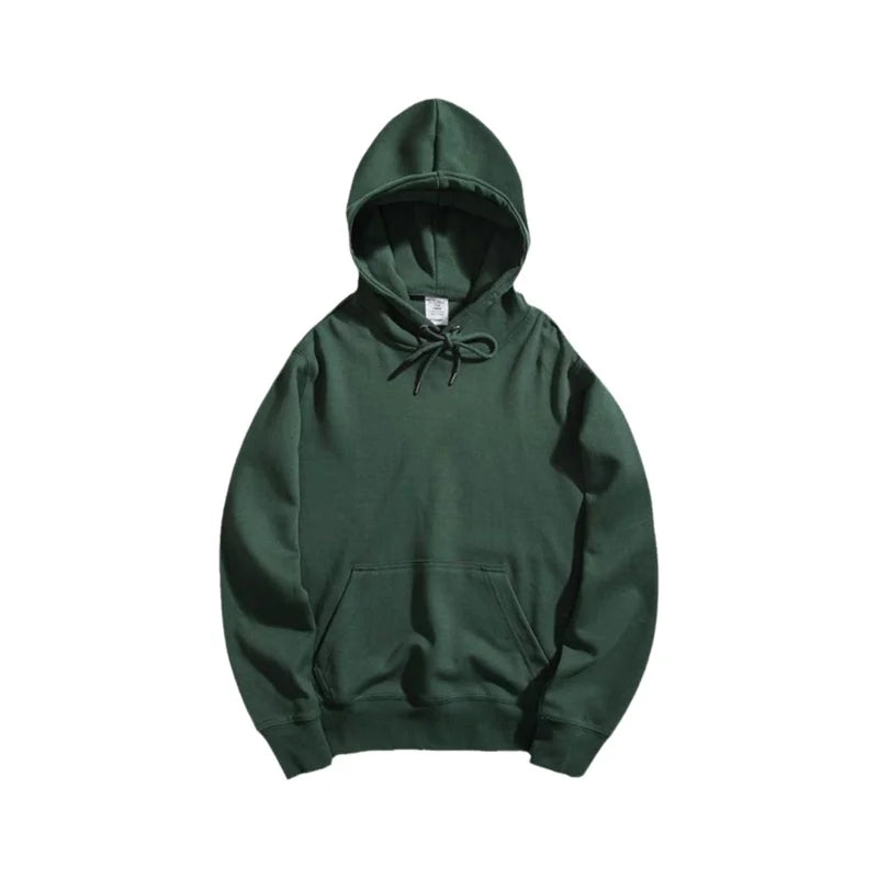 Oversize Hoodie Sweatshirt Pure Color Fleece Lined Couple Style High Quality Green Heavyweight Hooded Jacket for Men And Women