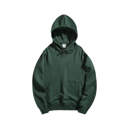 Oversize Hoodie Sweatshirt Pure Color Fleece Lined Couple Style High Quality Green Heavyweight Hooded Jacket for Men And Women