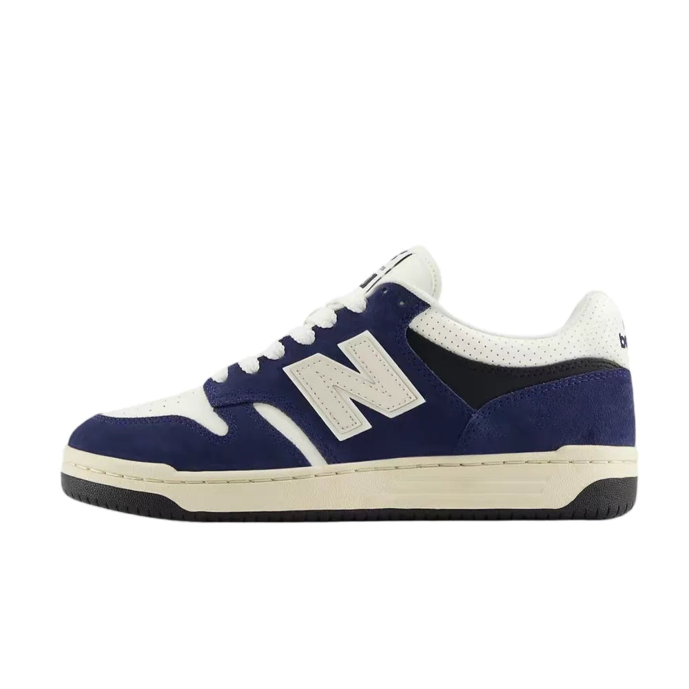 New Balance NB480 Unisex Low-Top Sneakers – White/Blue, Synthetic Leather, Soft, Comfortable & Durable BB480PEN