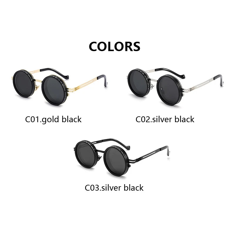 Polarized ND9 Adjustable Dimming Sun Glasses Men Women Round Sunglasses Retro Punk Men's Fishing Eyeglasses Outdoor Shades UV400