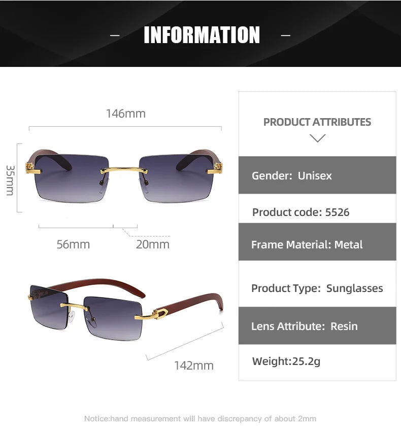 Frameless Fashion Sunglasses for Unisex Vacation Casual Driving Sun Shades Classic Outdoor Vacation Riding Sun Glasses