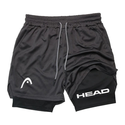 Anime Berserk Head Running Shorts Fitness Gym Training 2 in 1 Sports Quick Dry Workout Jogging Double Deck Summer