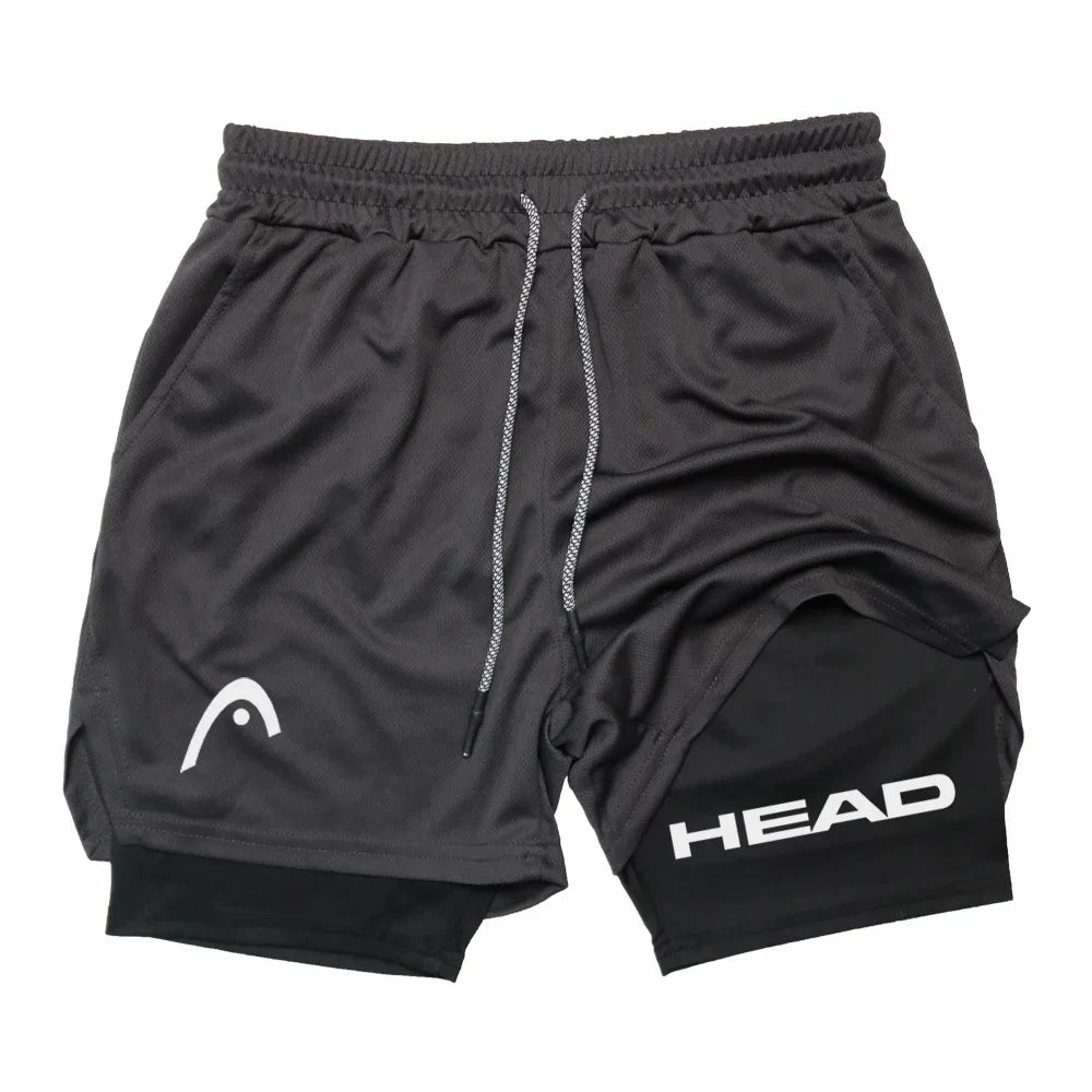 Anime Berserk Head Running Shorts Fitness Gym Training 2 in 1 Sports Quick Dry Workout Jogging Double Deck Summer