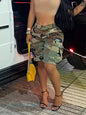 New Product Rubber Waist Printed Camo Multi Pocket Casual Women's Shorts