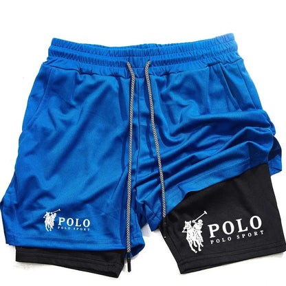 Quick Dry Beach Shorts Printed Double Layer 2-in-1 Fitness Training Sports Boardshorts