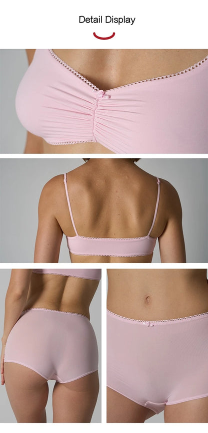 Lace Bra Set Skin-like High Elastic Breathable Women's Underwear Large Chest Small Appearance Innerwear Panties Set