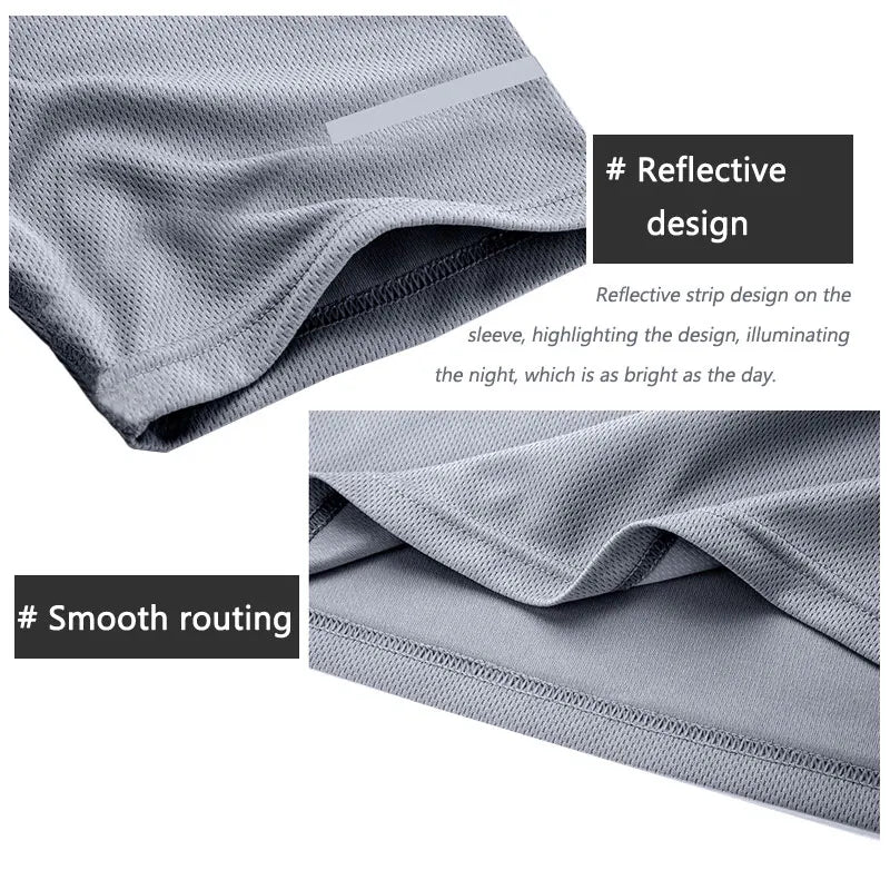 Men's Running Shirts Soccer Jerseys Reflective Sport T-Shirts Quick Dry Athletic Jogging Tops Gym Fitness Workout Sportswear
