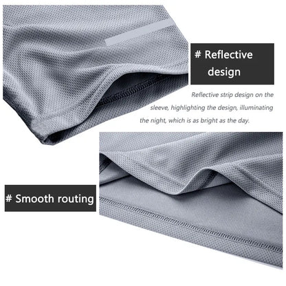 Men's Running Shirts Soccer Jerseys Reflective Sport T-Shirts Quick Dry Athletic Jogging Tops Gym Fitness Workout Sportswear