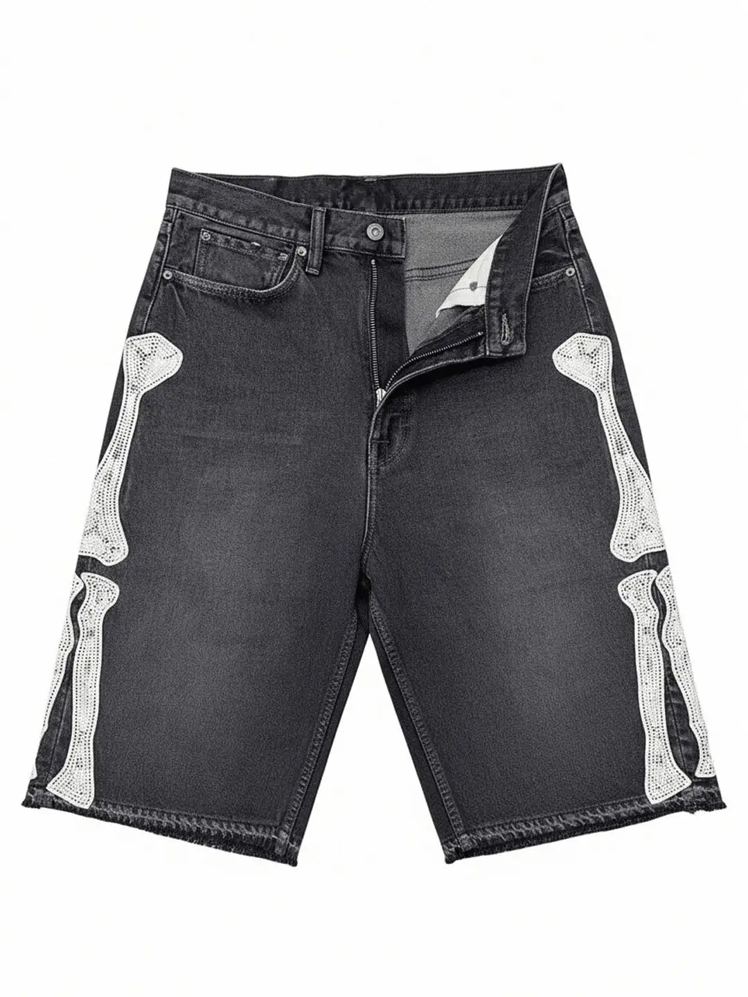 Retro Denim Shorts Y2k Casual Embroidered Bone Denim Shorts