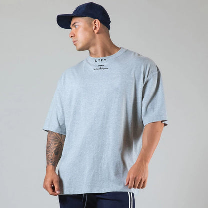Cotton Gym Shirt Sport T Shirt Men Short Sleeve Running Shirt Men Workout Training Tees Fitness Loose large size M-XXXL