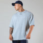 Cotton Gym Shirt Sport T Shirt Men Short Sleeve Running Shirt Men Workout Training Tees Fitness Loose large size M-XXXL