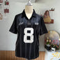 Women's New No.8 Oversized Short sleeved T-shirt Leisure Sports Jersey Letter Printed Polo Shirt
