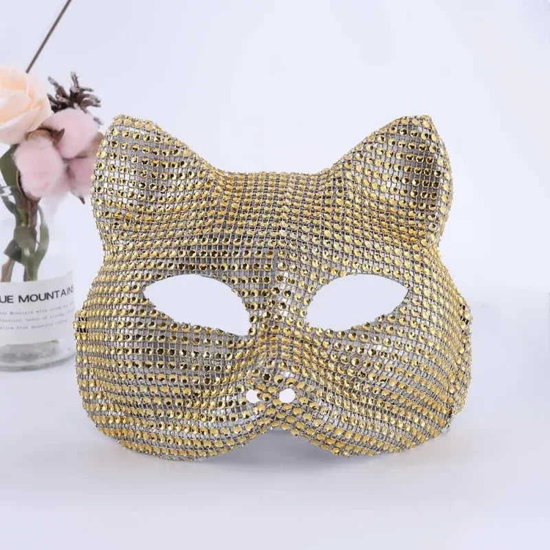 New Rhinestone Masquerade Mask Halloween Party Fashion Shiny Bling Mask Women Men Unisex Cosplay Prop Stage Performance Adult