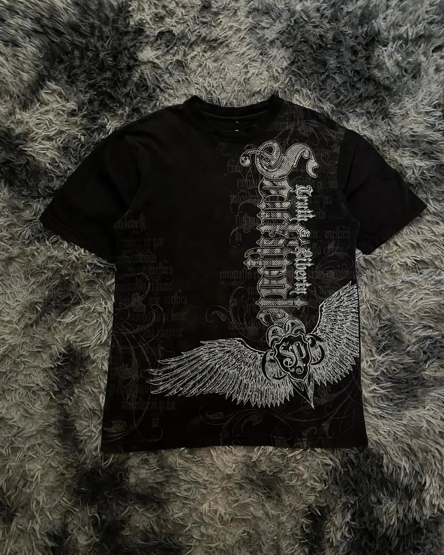 Southpole Y2K Vintage Cotton Graphic Tee Distressed Oversized Unisex T-Shirt with Gothic Print Streetwear Retro Soft Shirt Man