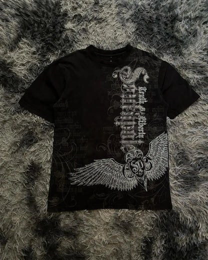 Southpole Y2K Vintage Cotton Graphic Tee Distressed Oversized Unisex T-Shirt with Gothic Print Streetwear Retro Soft Shirt Man