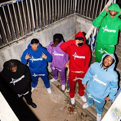Harajuku Hoodies Men Y2k Hip Hop letter Graphic Print Hooded Sweatshirt Punk Rock Oversized Pullovers Baggy Sweatpants Suits