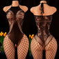Lace Bra One-Piece Set Crotchless Lingerie Women's Curve Jumpsuit Hot Open Bras Body Stockings Halter Neck See-through Underwear