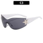 Rimless Punk Sunglasses Goggle Women Men Luxury Brand Wrap Around Sun Glasses Five Star Eyewear Sports One Piece Shades