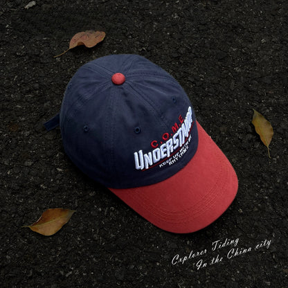 Street Color Blocked Duck Tongue Hat Looks Small, soft Top, wide Brim, deep Top, letter Baseball Cap for Men and Women
