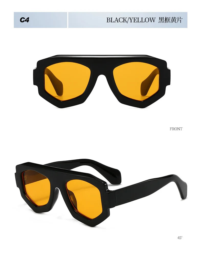 irregular square candy color sunglasses for women new fashion black yellow sun glasses