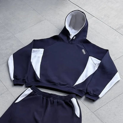 Autumn and Winter New Trendy Men's and Women's High Street Japanese Casual Sports Letter Hooded Sweatshirt and Pants Set