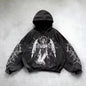 Retro Gothic Graphic Print Hip Hop Hoodie for Men Y2k Grunge Punk Casual Loose Pullover Women Streetwear Sweatshirt Hoodies