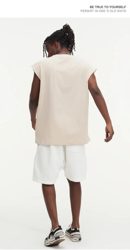 270gsm Summer Tank TopSleeveless T shirt 100% Cotton Solid Color Men Oversized Causal O-neck Basic T-shirt High Quality