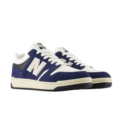 New Balance NB480 Unisex Low-Top Sneakers – White/Blue, Synthetic Leather, Soft, Comfortable & Durable BB480PEN