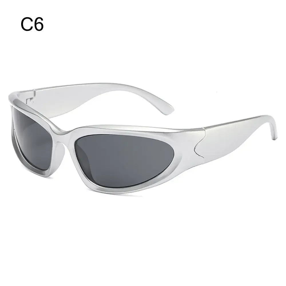 Rimless Punk Sunglasses Goggle Women Men Luxury Brand Wrap Around Sun Glasses Five Star Eyewear Sports One Piece Shades