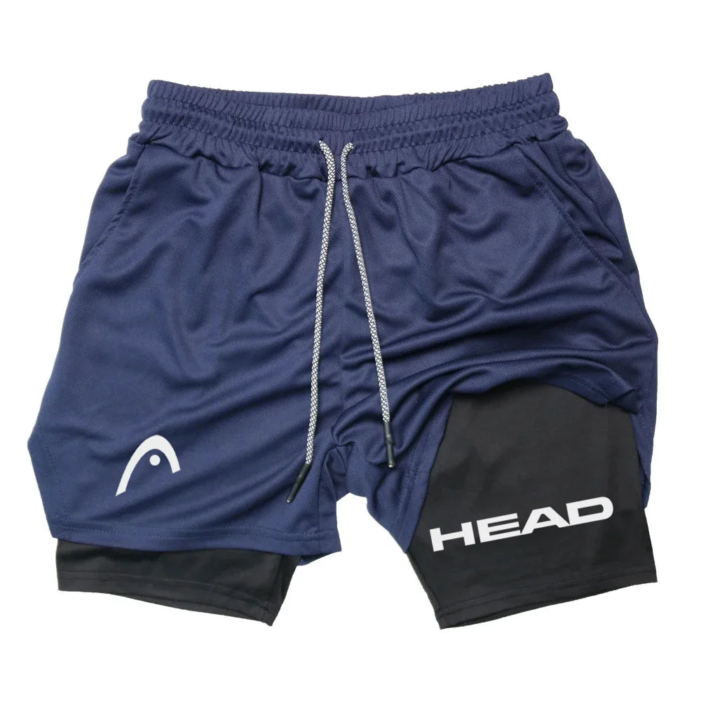 Anime Berserk Head Running Shorts Fitness Gym Training 2 in 1 Sports Quick Dry Workout Jogging Double Deck Summer