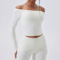 Slash Neck Long Sleeve Yoga Shirts Women Crop Top Breathable Quick Dry Sport T-shirt Female Gym Workout Top Fitness Clothing New