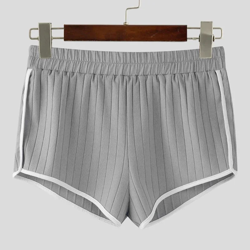 Ribbed Athletic Shorts High Waist Contrast Trim Bodybuilding Gym Shorts Summer Quick Dry Workout Short Pants Fitness Short