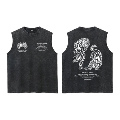 Darc Wolves Sport Vintage Washed Vest Tees Gym Bodybuilding Fitness Sleeveless T Shirts Basketball Workout Darcs Tank Tops