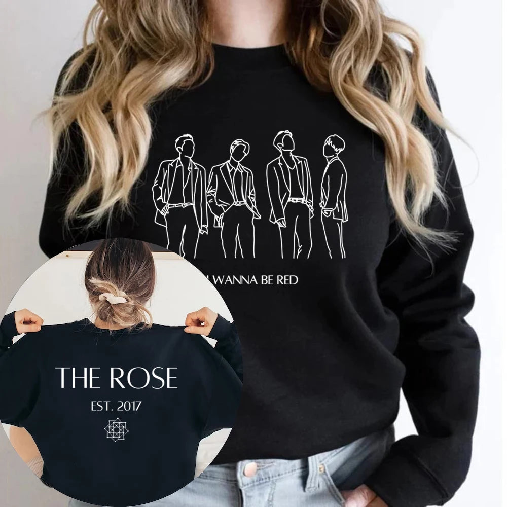 The Rose Kpop Sweatshirt Back To Me Hoodie Korean Group Pullover Women Long Sleeve Sweatshirts Graphic Hoodies Kpop Fans Gift