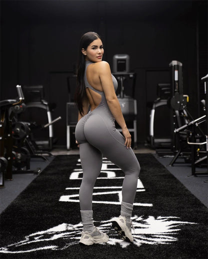 Allure The Brand Zipper Women Tracksuit Yoga Set One Piece Jumpsuit Workout Scrunch Legging Rompers Sport Gym Active Suit