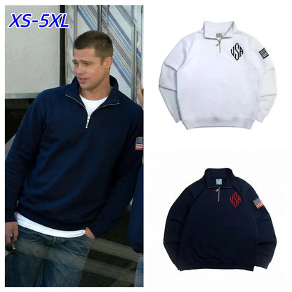 Y2K Retro Quarterzip Pullover Hoodie Embroidery Sweatshirt American Vintage Old Money Casual Streetwear Unisex Oversized Coat