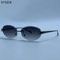 Vintage Rimless Oval Punk Sunglasses Men Luxury Designer Leopard Head Frameless Sun Glasses Hip Hop Outdoor Shades Eyewear