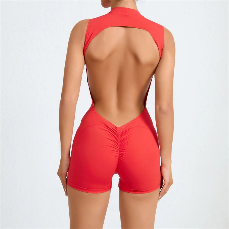 Allure The Brand Women Backless Romper ATB High Support Backless Sport Jumpsuit Hollow Gym Bodycon Short Jumpsuit Playsuit Women