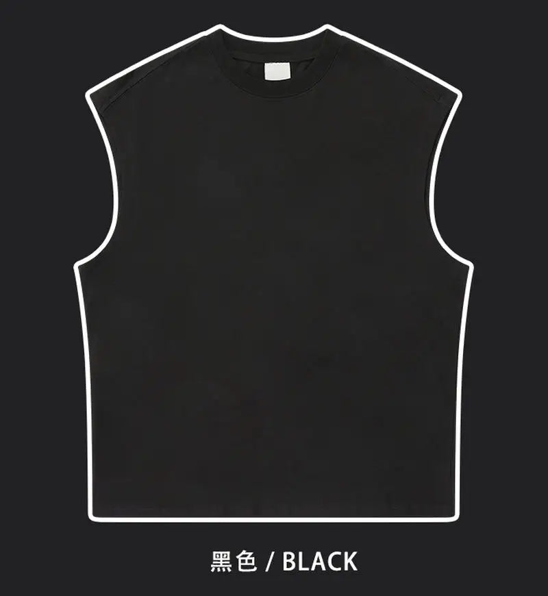 270gsm Summer Tank TopSleeveless T shirt 100% Cotton Solid Color Men Oversized Causal O-neck Basic T-shirt High Quality