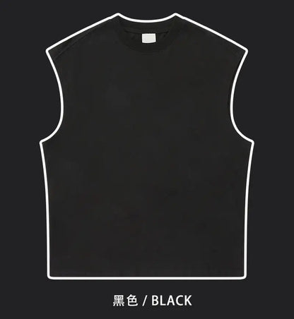 270gsm Summer Tank TopSleeveless T shirt 100% Cotton Solid Color Men Oversized Causal O-neck Basic T-shirt High Quality