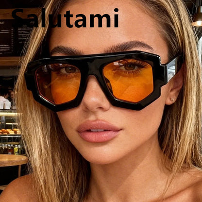 irregular square candy color sunglasses for women new fashion black yellow sun glasses