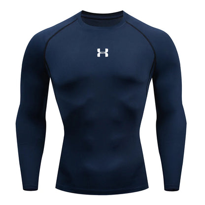 Men's Tight Fitting Long Sleeved Shirt, Quick Drying Muscle Fitting Sports Top, for Exercise Training, Fitness Running, Fit