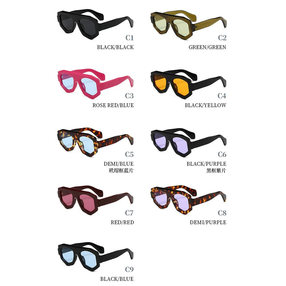 irregular square candy color sunglasses for women new fashion black yellow sun glasses