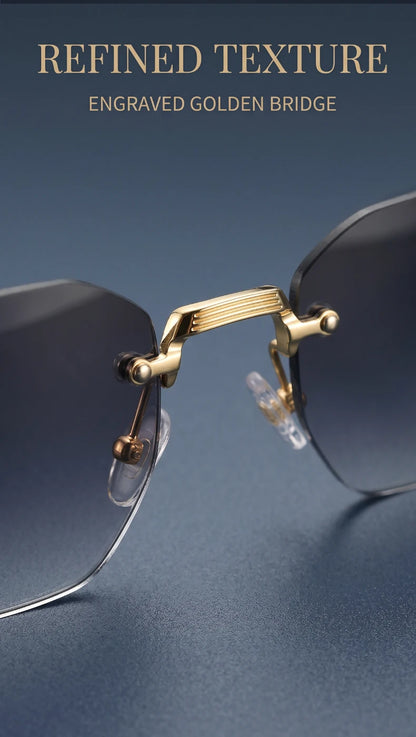 Steampunk Rimless Square Sunglasses Men Luxury Designer Vintage Metal Polygon Outdoor Sun Glasses Male Frameless Shades