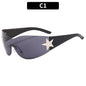 Rimless Punk Sunglasses Goggle Women Men Luxury Brand Wrap Around Sun Glasses Five Star Eyewear Sports One Piece Shades