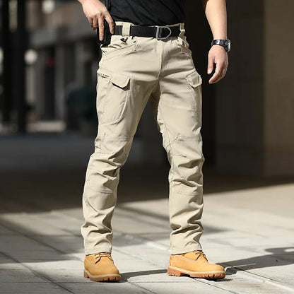 Men Outdoor Pants Multi Pockets Elastic Tactical Pant Waterproof Plus Size Casual Cargo Trousers Pockets Men Clothing